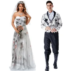Carnival Halloween Party Bloody Bride Ghost Bridegroom Couples Costume Women Men Masquerade Cosplay Horror Scary Vampire Outfits