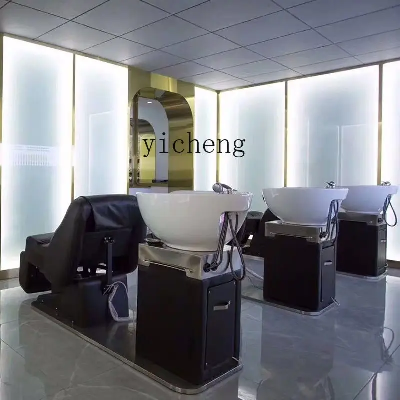 

Can be electric lift lying flat flush bed high-end hair salon shop hair shampoo bed barber shop special shampoo bed