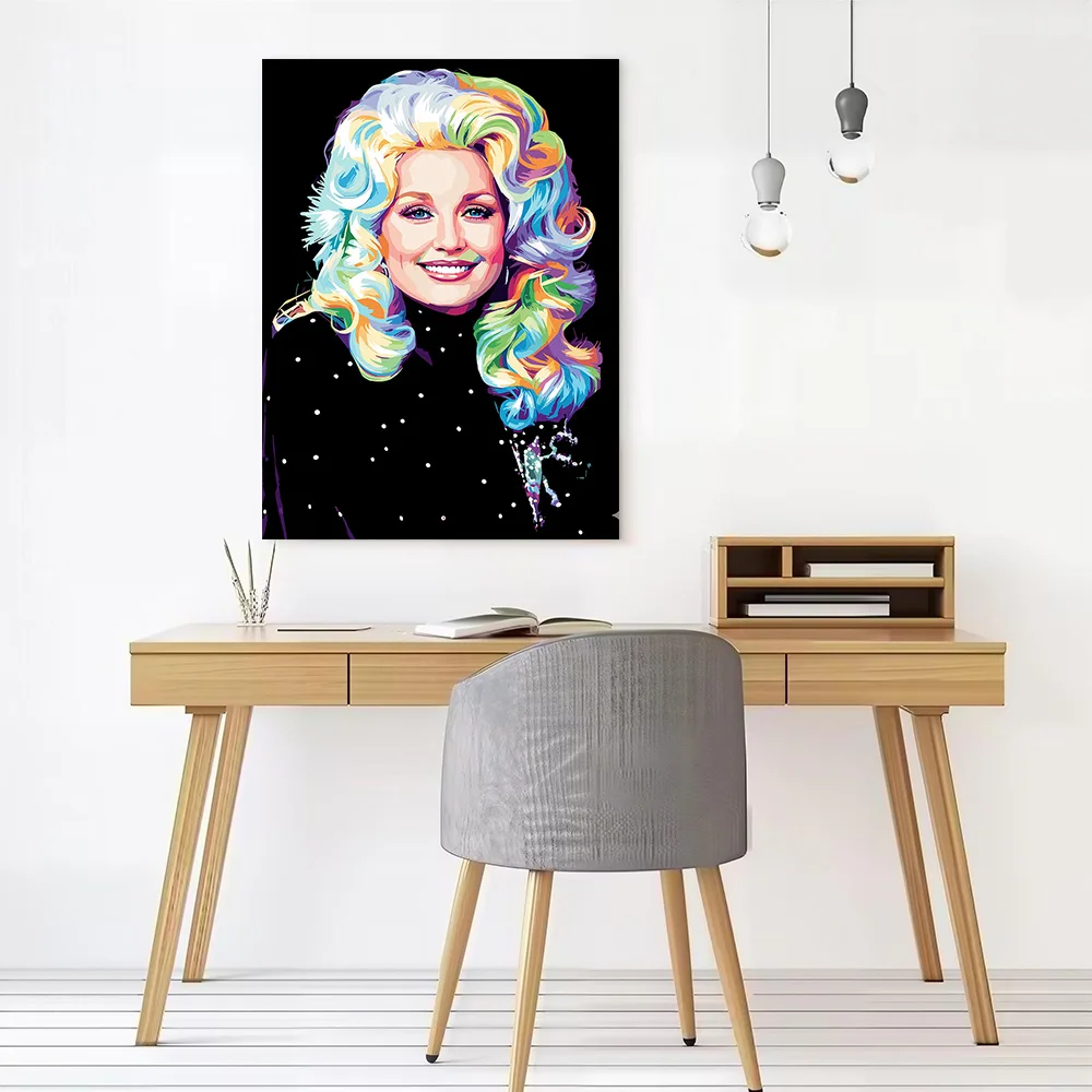Dolly Parton Colorful Portrait Canvas Poster Wall Art Customizable High Quality Printed Picture for Personalized Painting Mural