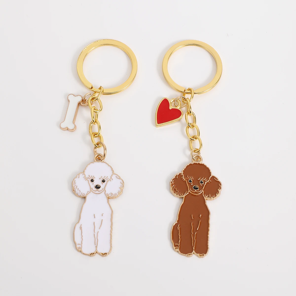 1PCS Metal Teddy Poodle Cute Dog Keychain Pendant For Bag Women Men charm Love Jewelry gifts Car keyring