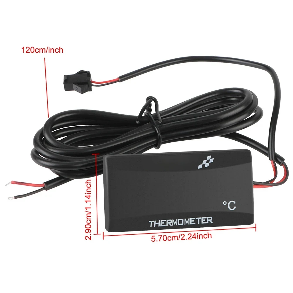 Motorcycle Thermometer  Water Tank Retrofit 0~120°C Monitor Red Blue Indicator Warning 12V Motorcycle Thermometer With Senso