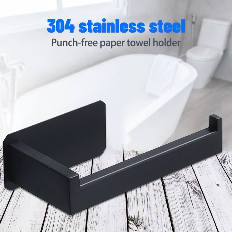 

Wall Mounted 304 Stainless Steel Paper Roll Holder Black Tissue Hanger for Home Kitchen Bathroom Toilet Multifunction