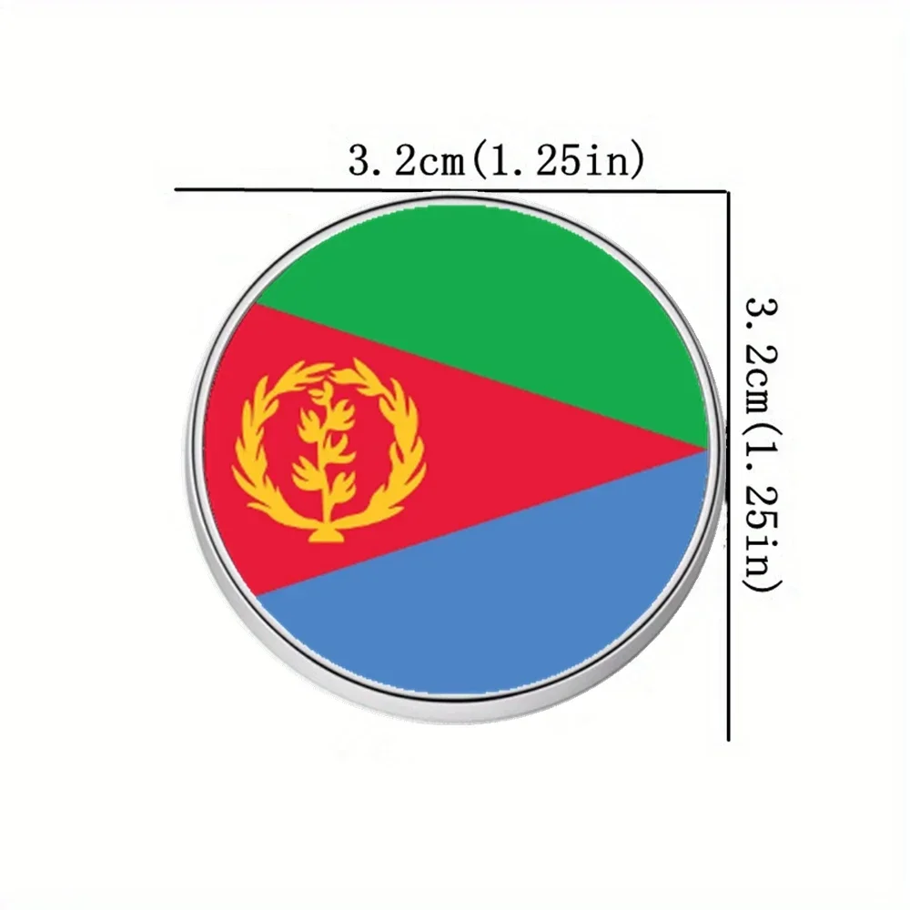 3D Fridge Magnets with 3.2cm Eritrea Flag Logo Silver Metal Pattern Is Used To Decor