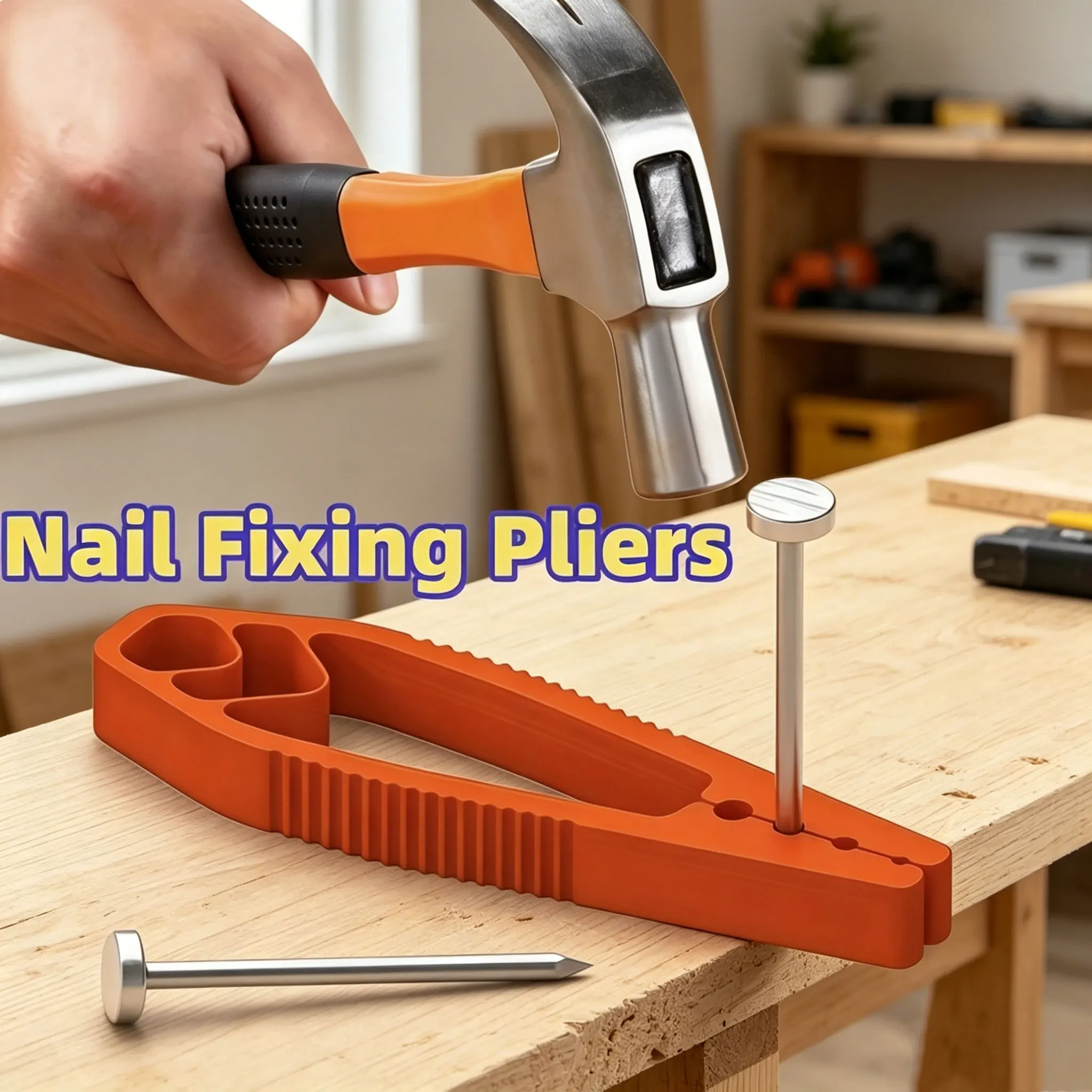 Portable Nail Fixer Tool Woodworking Nail Fixer Plastic Sliding Joint Pliers Protect Fingers for Maintenance and Woodworking