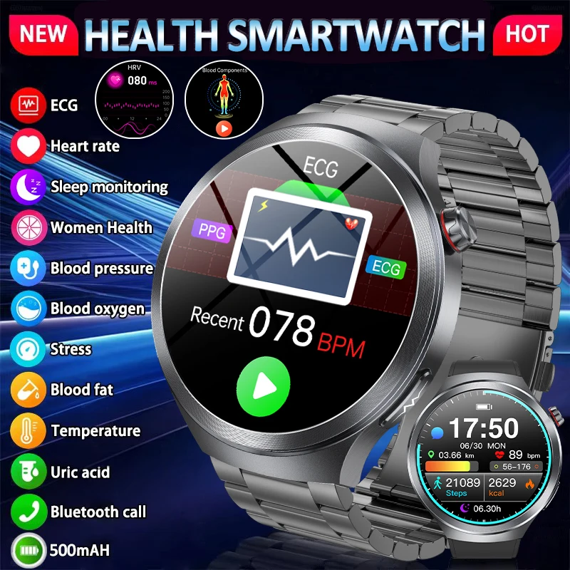 

LIGE Диагностика здоровья NFC Смарт-часы ЭКГ + PPG Смарт-часы 2025 Мочевая кислота Bluetooth Вызов Липиды в крови Артериальное давление Смарт-браслет