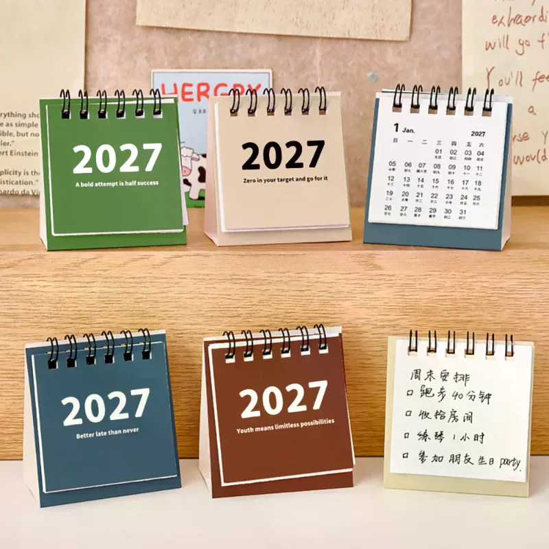 2027 Desk Calendar Mini Portable Travel Calendars Perfect For Home Office School Daily Schedule Planning Home Decor