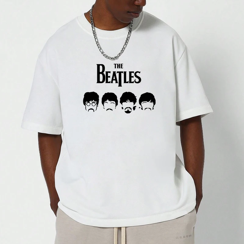 

Men's Cotton T-shirt Oversize The B-Beatles Band Gifts for Men New in Tops & Tees Streetwear Y2k Clothing Short Sleeve Tee