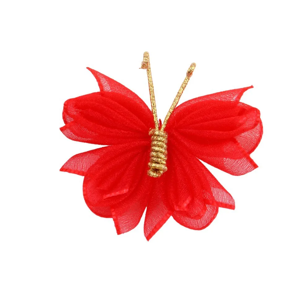 10 stks Drie-tiered met Diamant Versieringen Vlinder Applicaties 3D 5 CM Chiffon Vlinder Haaraccessoires DIY Naaien Craft