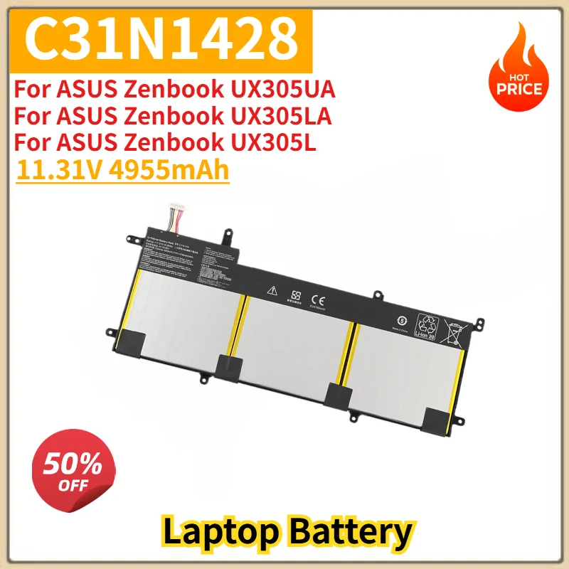 C31N1428 Battery 11.31V 4955mAh For ASUS Zenbook UX305UA UX305LA UX305L Laptop High Quality Replacement Battery