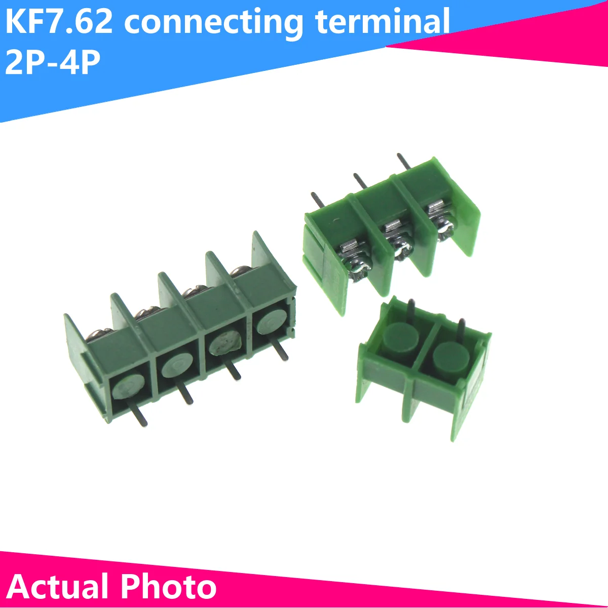 10PCS/lot KF7.62 - 2P 3P 4P MG7.62 - 2 3 4 Pin Can be spliced Screw Terminal Block Connector Green 7.62mm Pitch 300V 10A