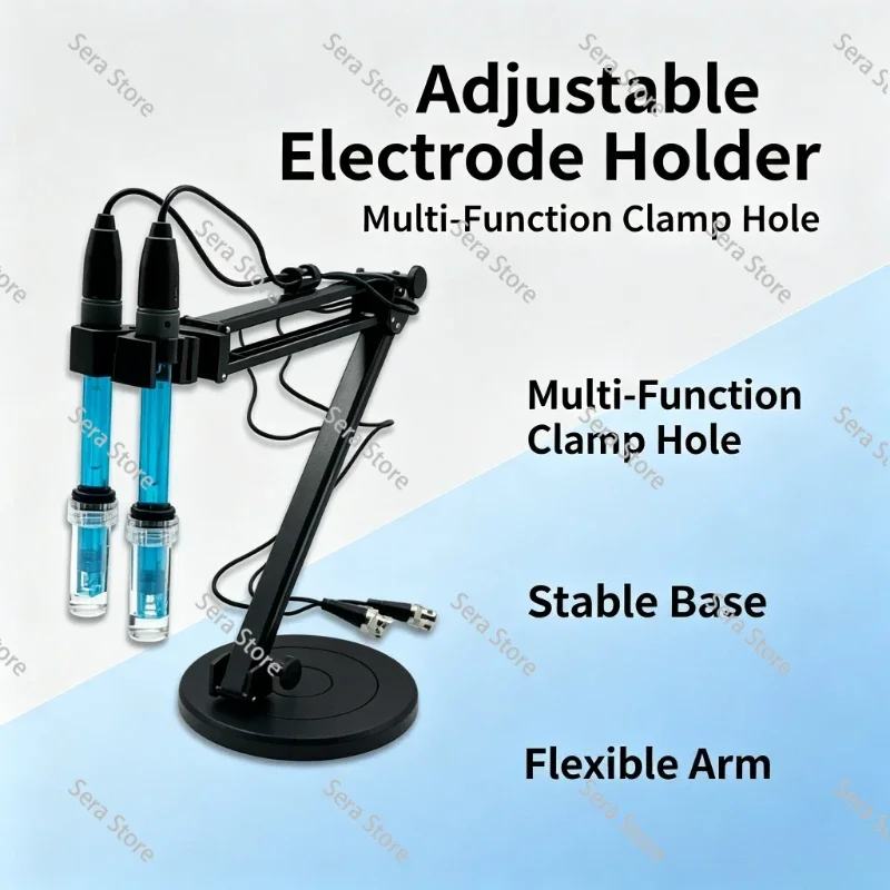 Adjustable Multifunctional Electrode Holder Stand Desktop Bracket for PH Conductivity Ion Meter Probe, Holds Max 4 Electrodes