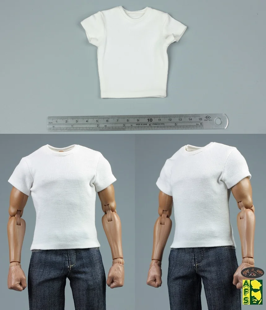 In Stock AFS 1/6 Scale Male Soldier Solid Color T-shirt Tops Clothes Model Fit 12\'\' Soldier Action Figure Body Dolls