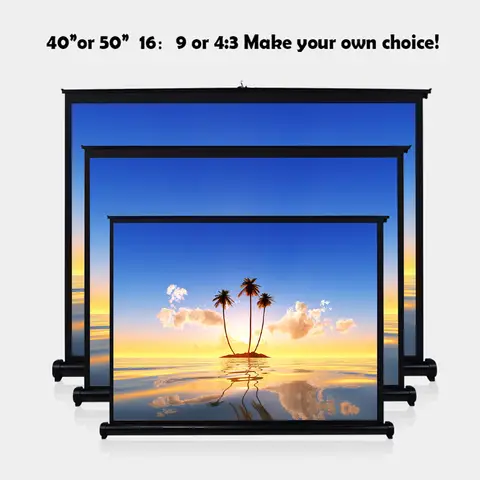 50 인치 4:3/16:9 프로젝터 스크린 휴대용 HD 프로젝션 스크린 접이식 벽 홈 시어터 사무실 영화용 장착