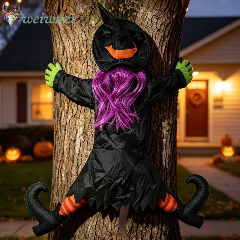 Halloween Costume Props Funny Spooky Cosplay Costume Crashing Tree Witch Decor for Yard Party Haunted House Scene Supplies