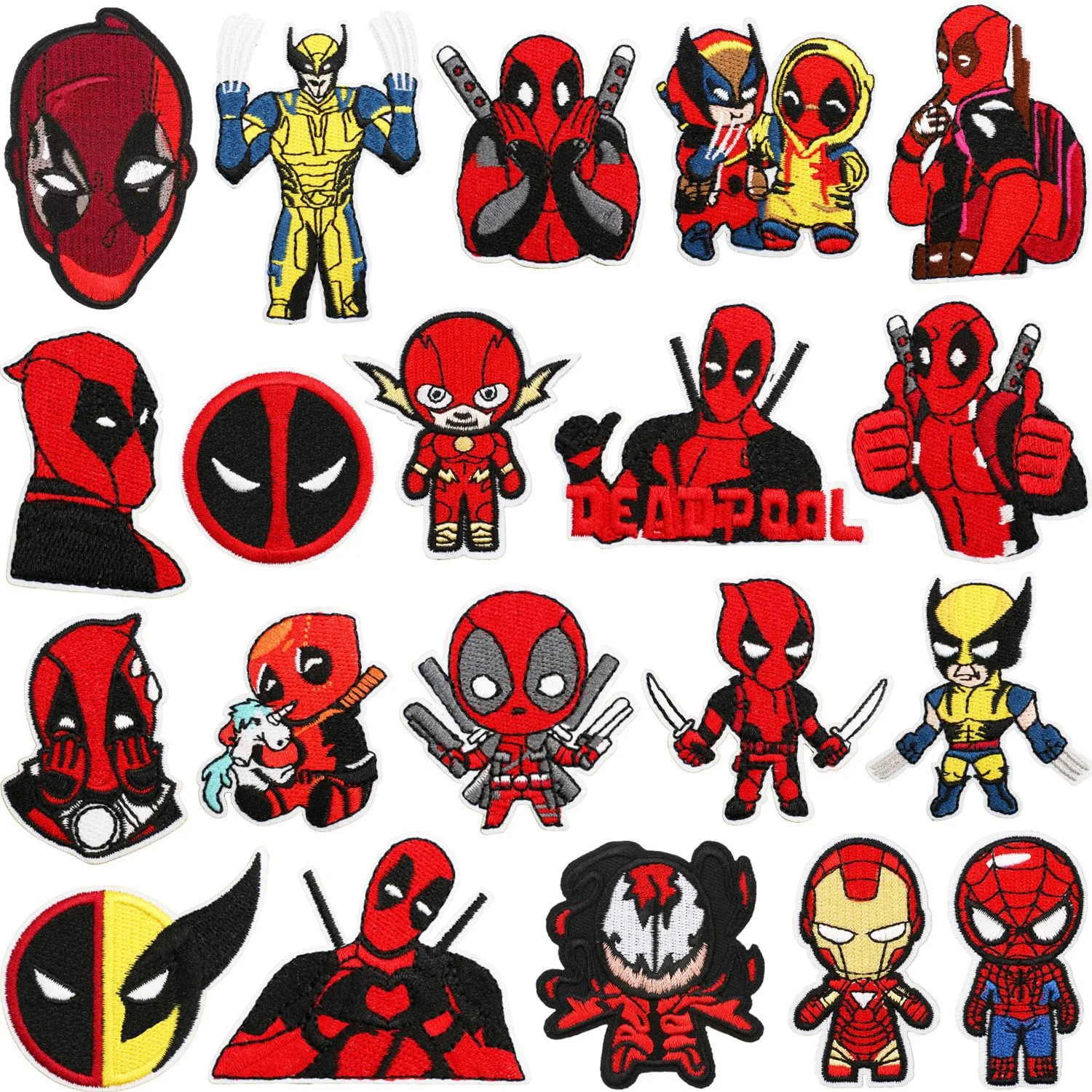 1 Uds. De dibujos animados Miniso Disney Marvel Deadpool Spiderman, parches para planchar, ropa, bordado a rayas en ropa, insignia de apliques DIY