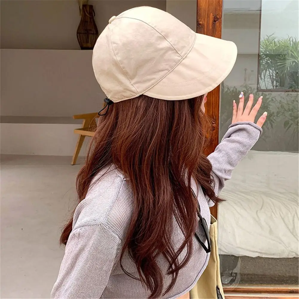Foldable Wide Brim Ponytail Sun Hat Drawstring Adjustable Cap Summer Quick-dry Visor Fisherman Cap For Women Beach Hat