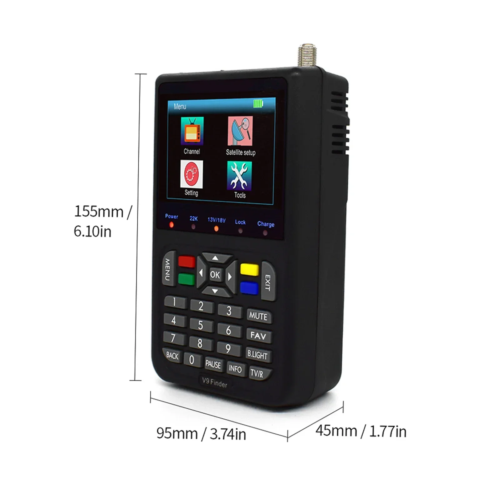 V9 مكتشف LCD مكتشف الأقمار الصناعية الرقمية مكتشف الأقمار الصناعية متر مكتشف الأقمار الصناعية 3.5 بوصة LCD شاشة ديجيتال تلفزيون الأقمار الصناعية #6
