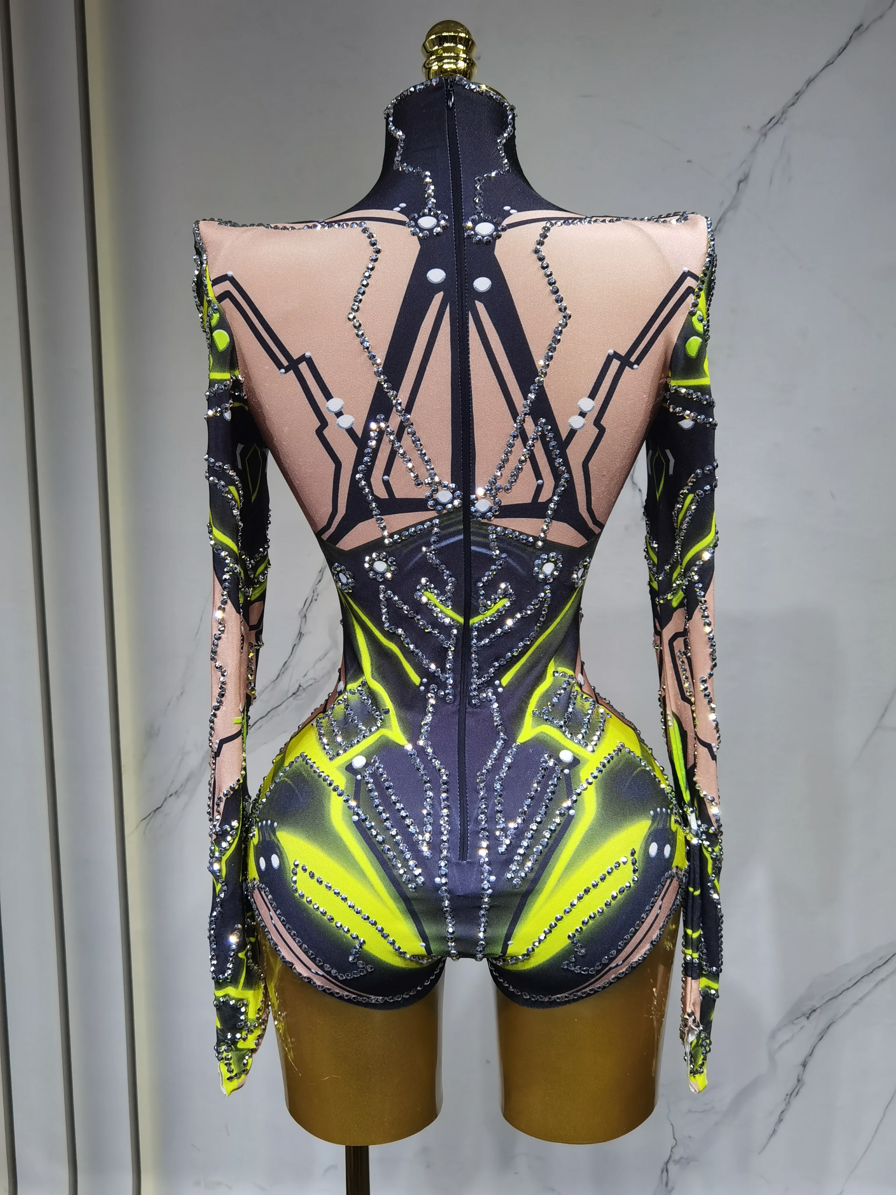 Glitzernder High-Street-Bodysuit für Damen, Tanz- und Bühnenauftrittskleid, Karneval, Sängerin, Nachtclub, Abendparty, Geburtstag, Bühnenoutfit – Detail 5
