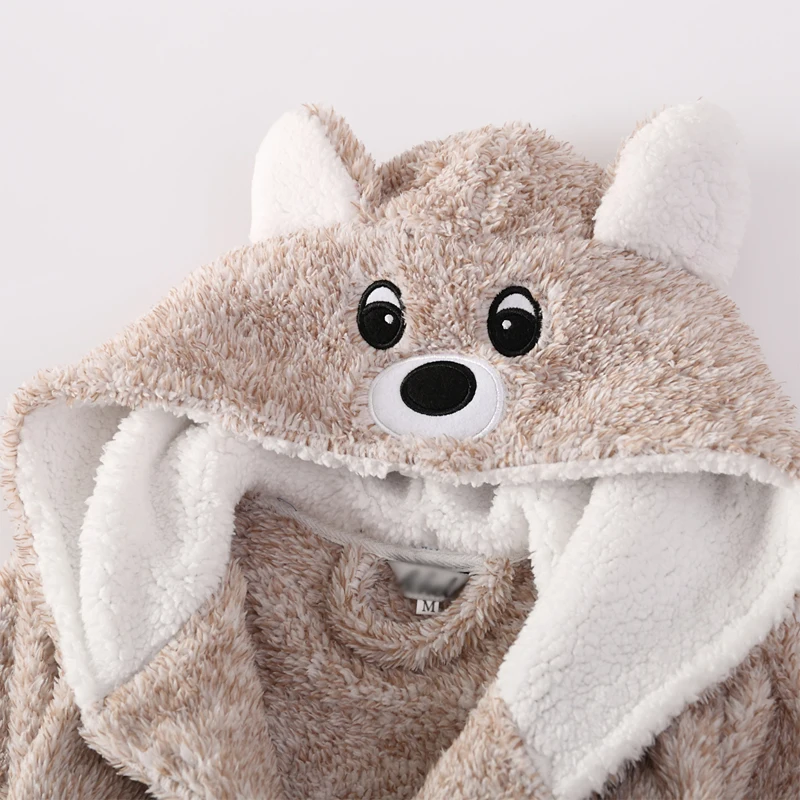 New Winter Big Boys Bath Robe Children Hooded Flannel Pajamas Thicken Lengthen Bathrobes for Teenage Boy Casual Cartoon Pajamas