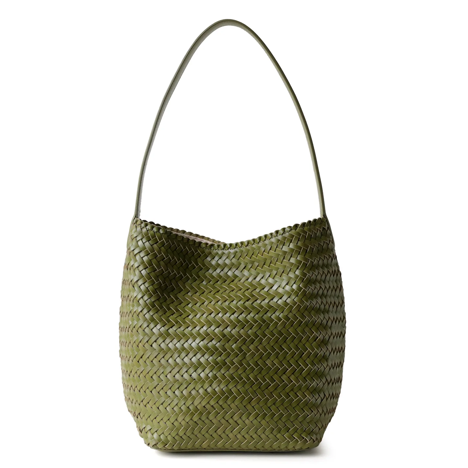 

2025 new high-end light luxury head layer cowhide hand-woven bag large capacity single-shoulder tote bag underarm bag bucket bag