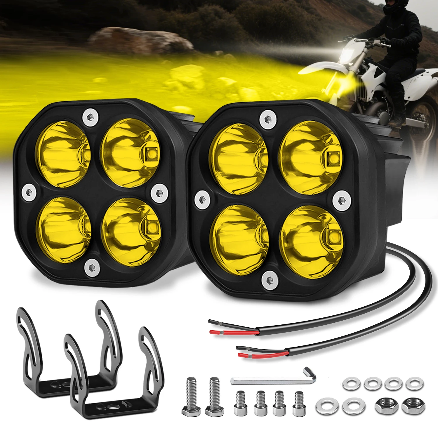 Amber LED Pods Light 3Inch Cube Lights for Off Road Cars Truck Boat Pickup ATV SUV Motorcycle Universal Spot Driving Fog Lights