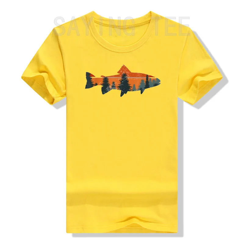 Trout Fly Fishing Nature Outdoor Fisherman Husband Gift Classic T-Shirt Fish Lover Graphic Tee Tops Funny Fisher Basics Outfits