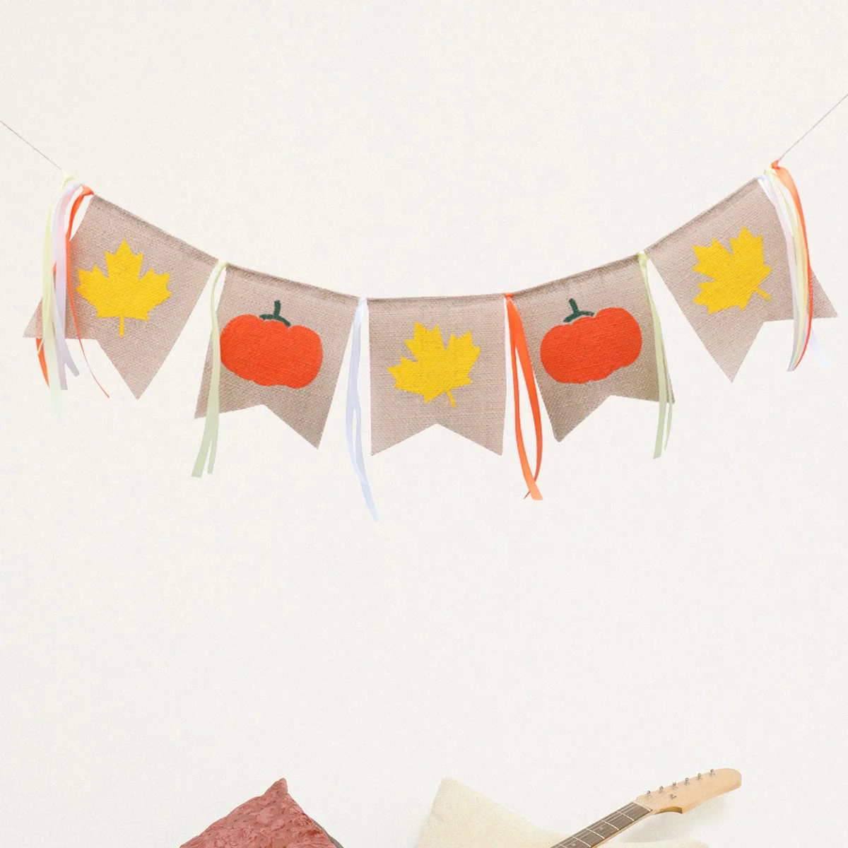 

2M Long Pumpkin Maple Leaf Banner For Halloween Linen Hanging Decorations Outdoor Indoor Party Wall Window Door Tree Branches