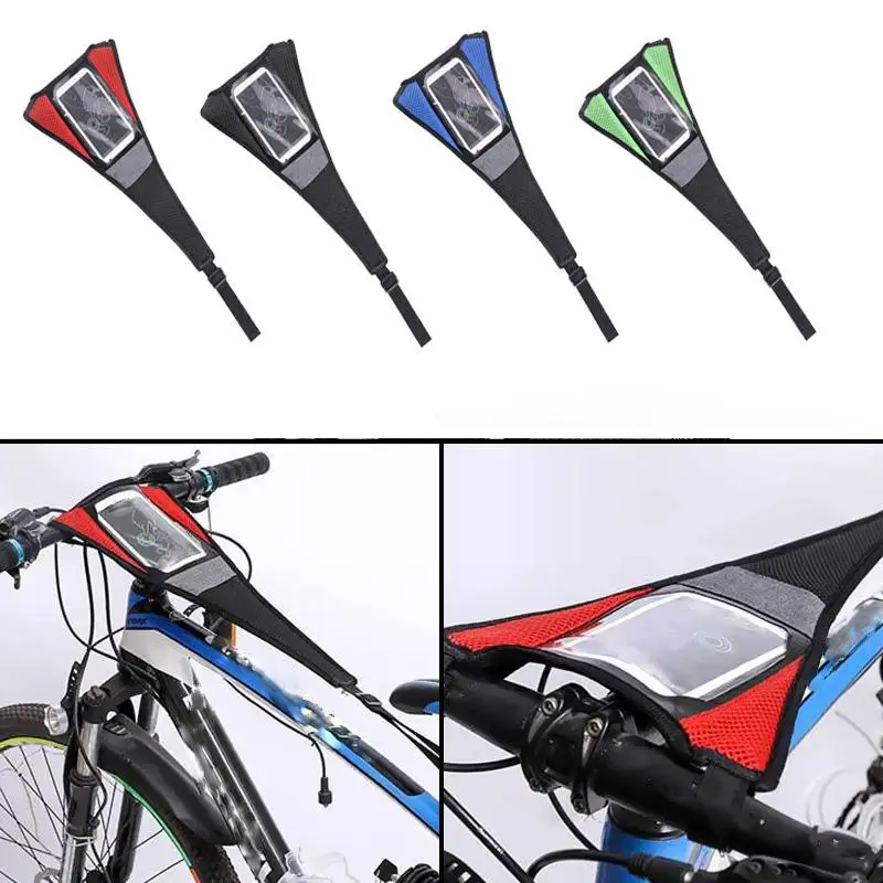 Bicycle Trainer Sweat Net Frame Anti Corrosion Dual Layer Cover Protects Screws and Floor with Phone Pouch for Indoor Riding