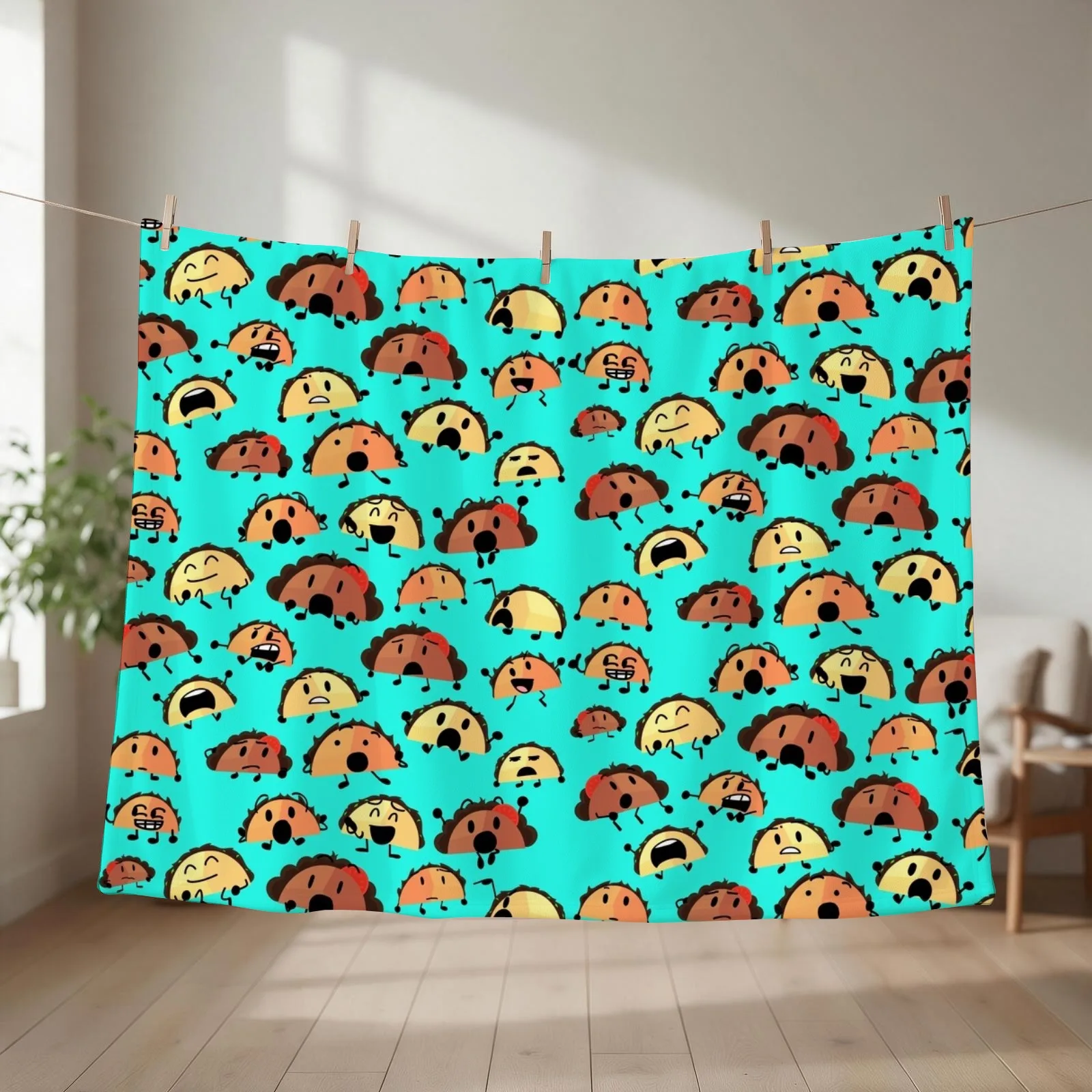 Tiny Tacos Pattern Throw Blanket couch cozy soft plush fuzzy picnic outdoor blanket