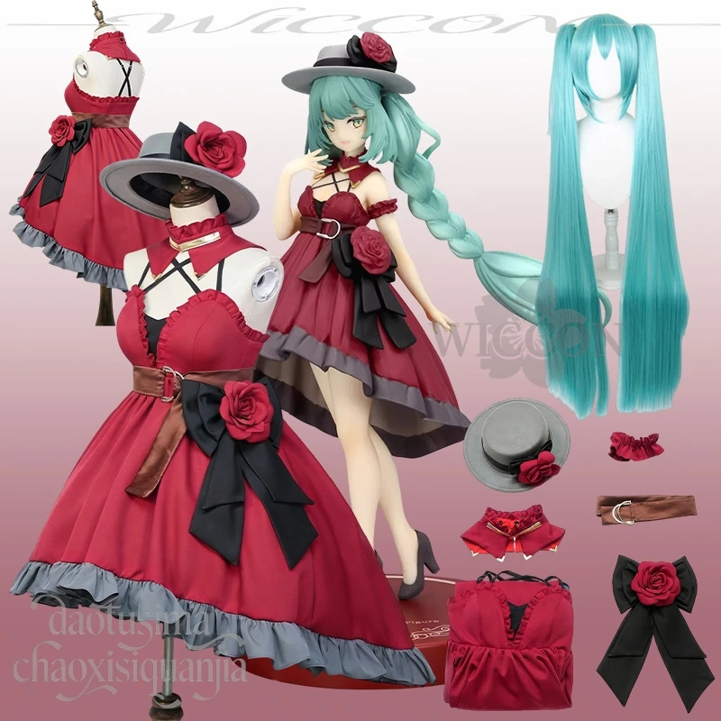 

Mikkuu Cosplay Anime Game Project Sekai Winter Christmas Party Sleeveless Evening Dress Goth Red Lolita Flower Hat Bow Halloween