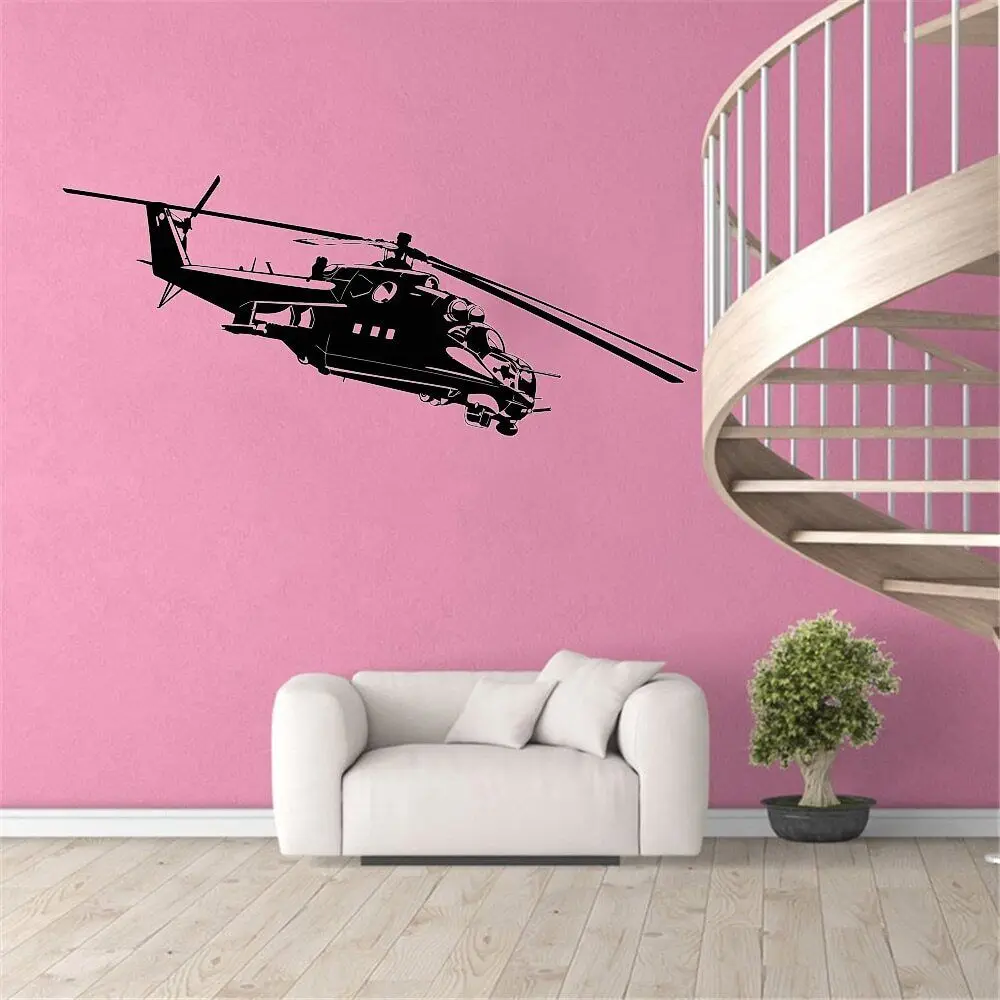 Vinyl Wall Decal Helicopter Apache Army War Soldier Stickers Unique Gift