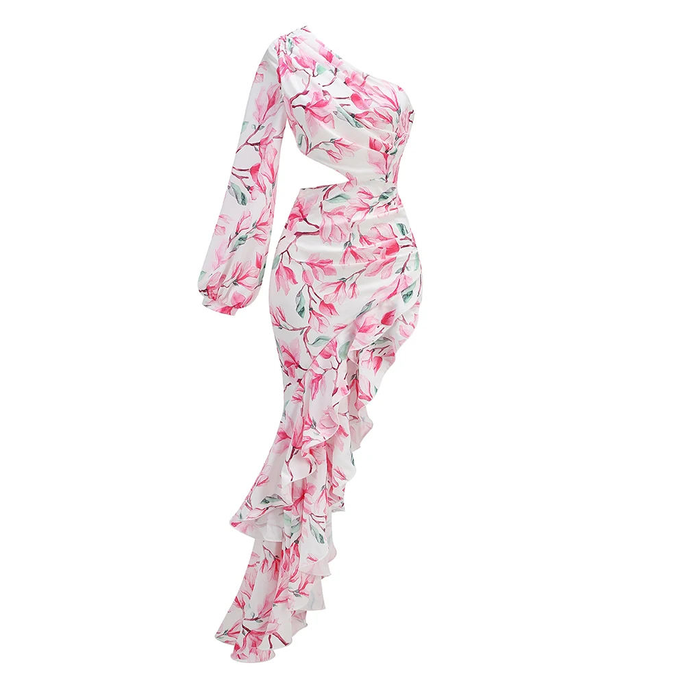 ZNS Retro bedrukte avondjurken herfst lange mouwloze galajurken luxe elegante damesjurk 2025, zomervakantie-outfits