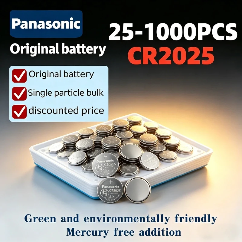Panasonic CR2025 3V Lithium Button Coin Battery Long Shelf Life Leak-Proof for Watch Car Key Remote Toys