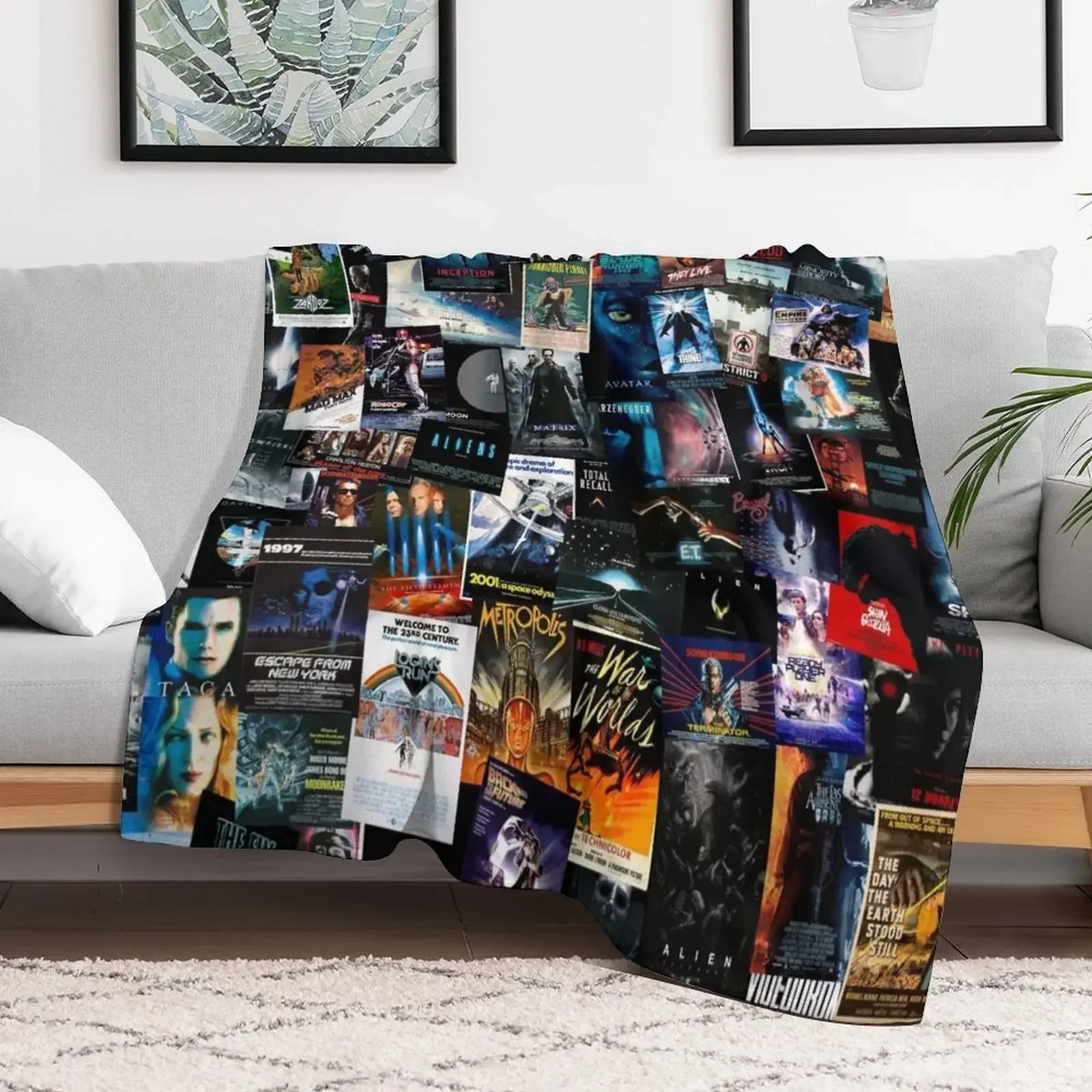 

Sci-Fi Movie Posters Throw Blanket Sofas for sofa Beach Blankets Single halloween warm winter Blankets