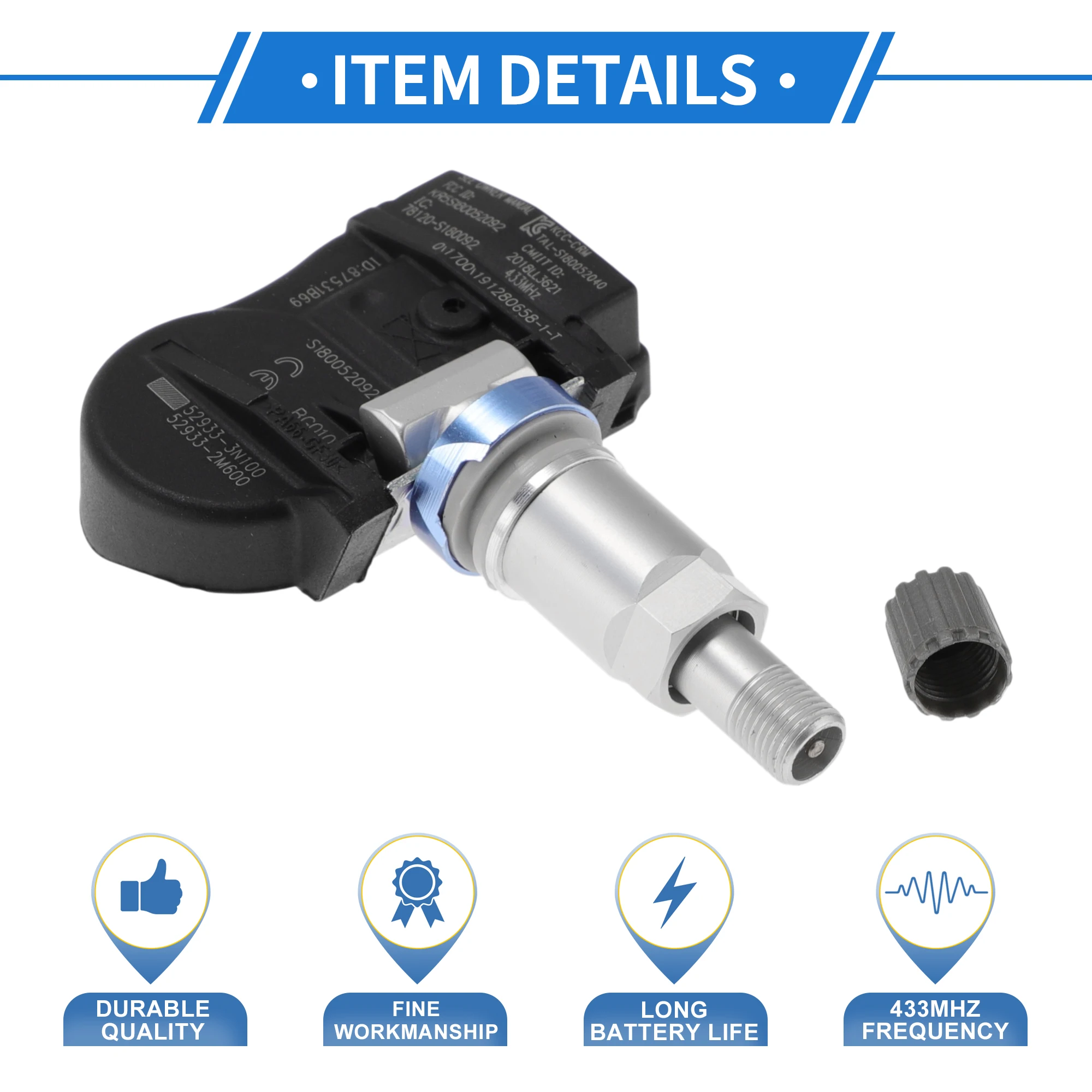 مستشعر ضغط الإطارات Motoforti مستشعر TPMS رقم 529332M600 لشركة Hyundai i30 (GD) 2014-2016