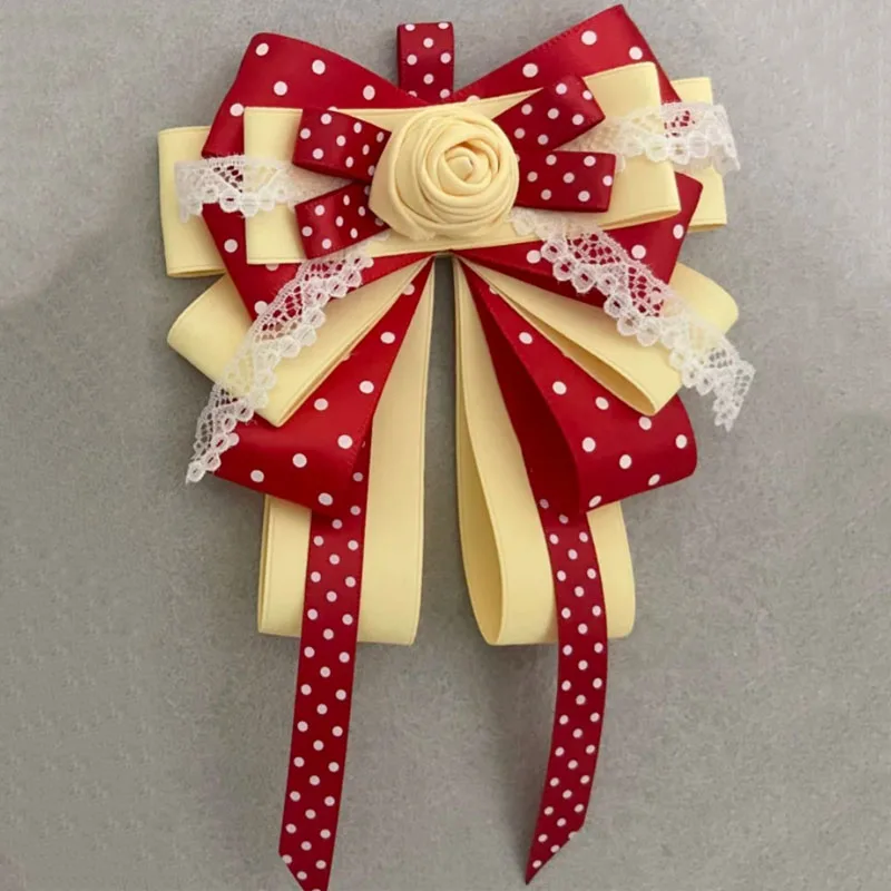 

Hand Light Stick Bows Concert Accessories Handmade Ribbon Rose Flower Women's Lolita Cosplay Shirt Collar Flowers Ties Hair Clip