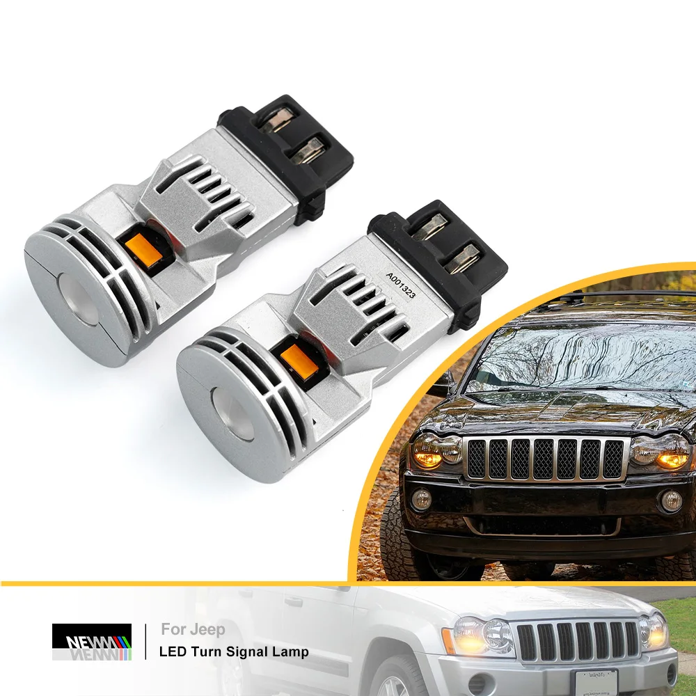 2x T25 3157 LED Turn Signal Light Bulbs for JEEP GRAND CHEROKEE II WJ WG Mk3 WH Canbus Amber Anti Flicker CK Socket Headlamp