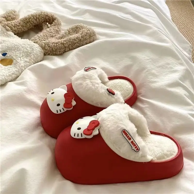 Anime Sanrio Series Removable Cotton Slippers Cute HelloKitty Girls Autumn and Winter New Home Indoor Warm Waterproof Slippers