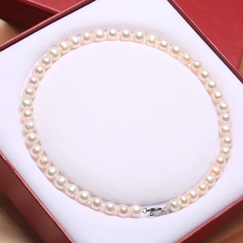 

BaroqueOnly 100% Natural Freshwater Pearl choker Necklace Jewelry 40-45cm 925 Sterling sliver extension chain NAS