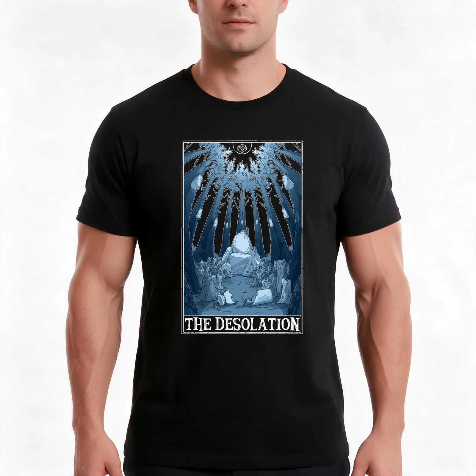 The Desolation Tarotesque (Dark) T-Shirt, Summer Casual Cotton Tee, Oversized Streetwear Tops, Vintage Graphic Print