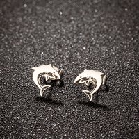 1 Pair Mini Cute Dolphin Studs Small Animal Earrings for Women Fashion Shark Ocean Animal Jewelry Gift