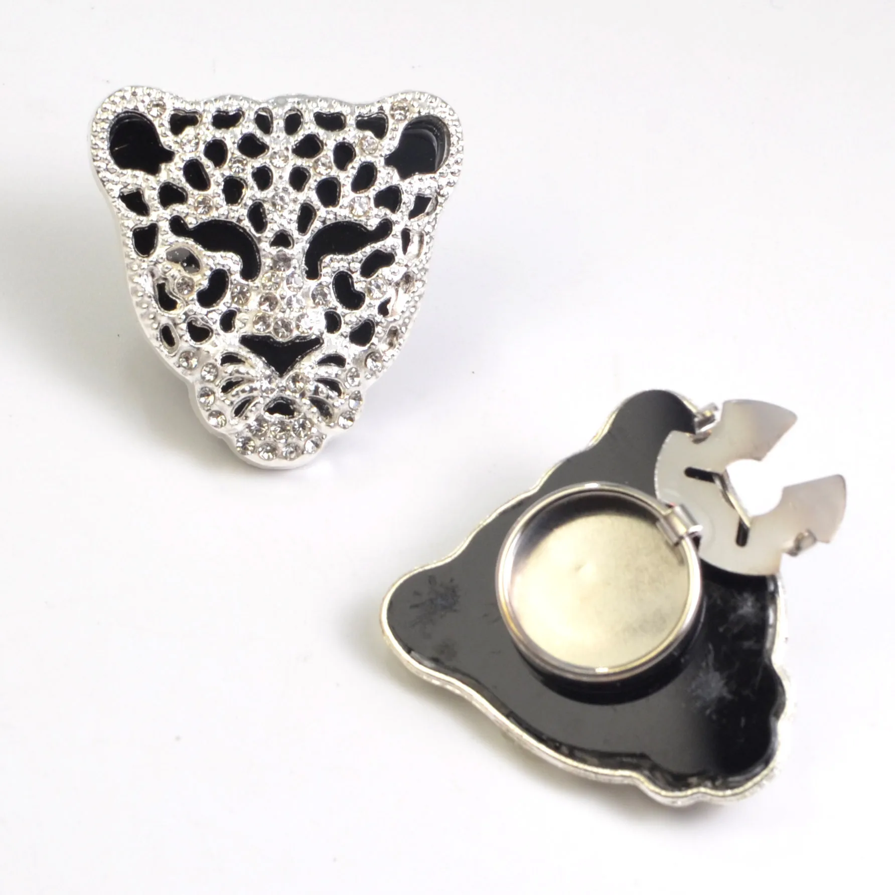 Trendy Leopard Head Button Cover Rhinestone Shirt Cufflink Button Cover Accessories