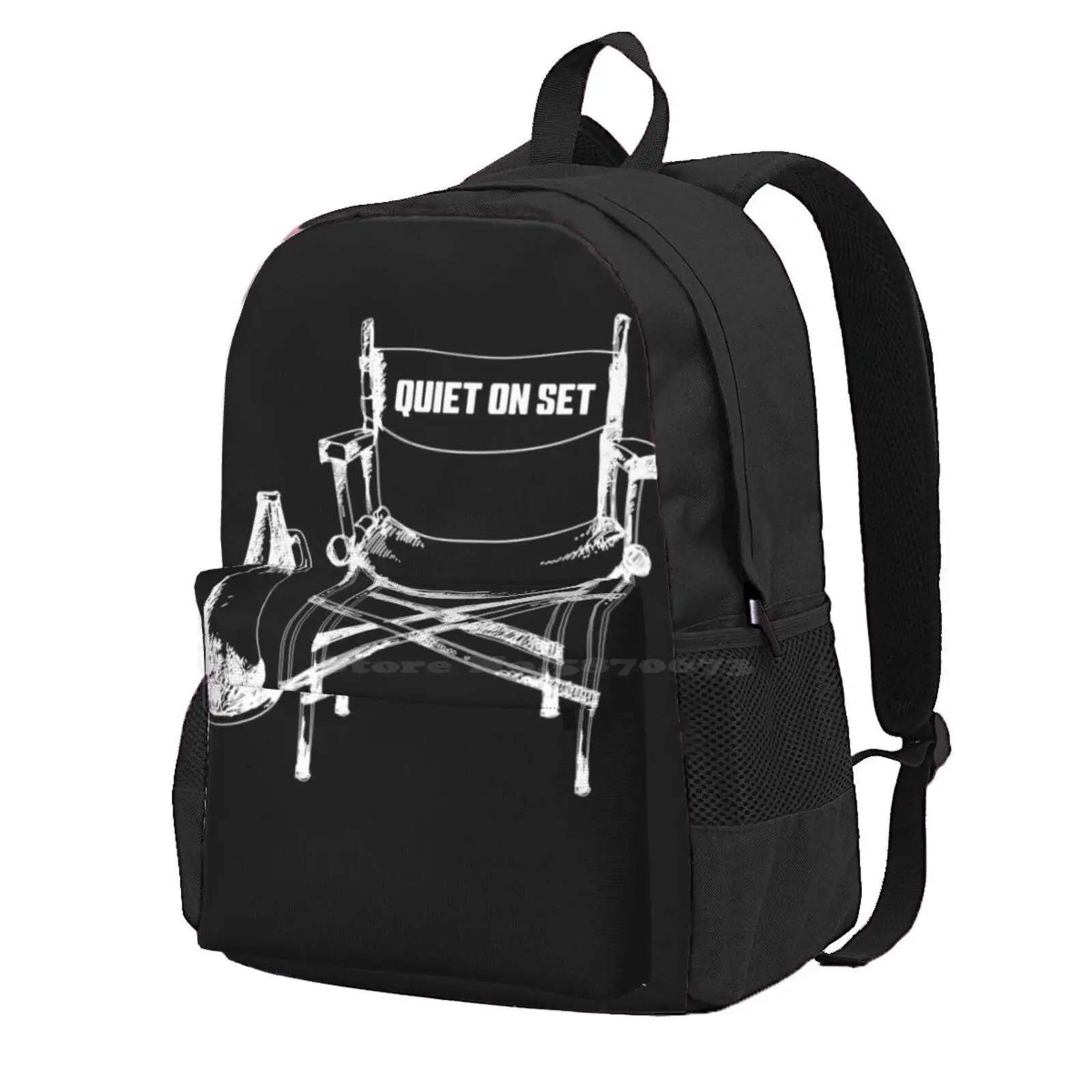 Director Chair Quiet On Set Hot Sale Schoolbag Backpack Fashion Bags Funny Cute Tumblr Meme Geek 90S Bee Movie Dog Hipster