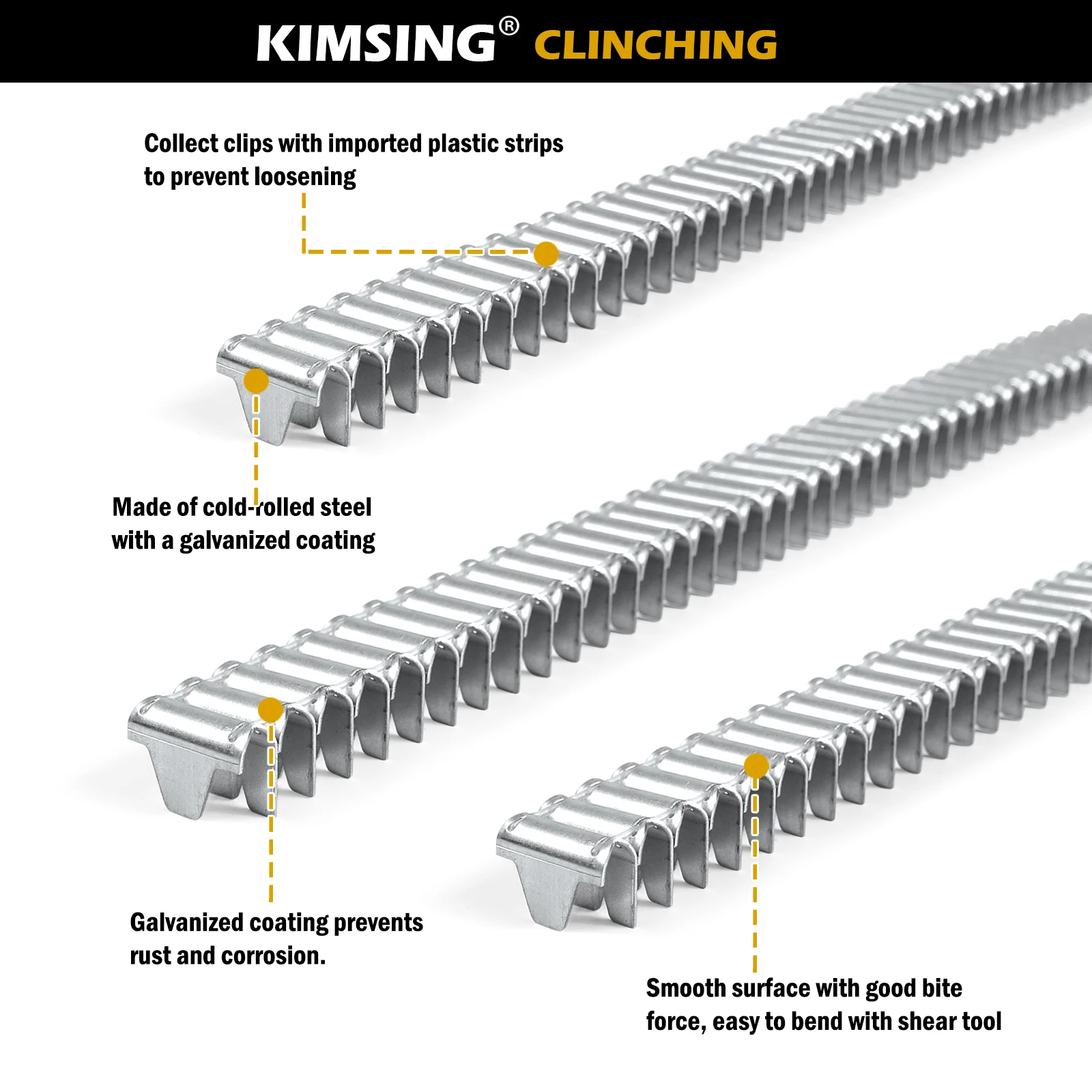 KIMSING 1120PCS/Box CL-72 Clinching Clips for M66 Clinching Clipper Tool  Galvanized and Cold Roll Steel