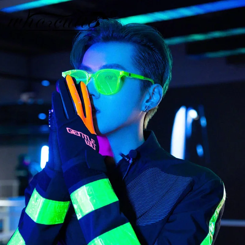 Vintage Oversized Round Sunglasses Women Men 2023 Brand Design Fluorescent Green Big Frame Fashion Cool Sun Glasses Shades S343