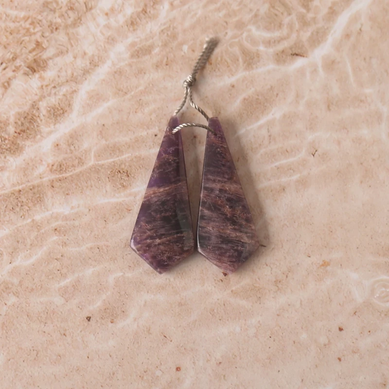 

Natural Stone Amethyst Earring Beads 36x14x4mm 4.3g Fashion Jewelry DIY Making Stylish Earrings Accessories