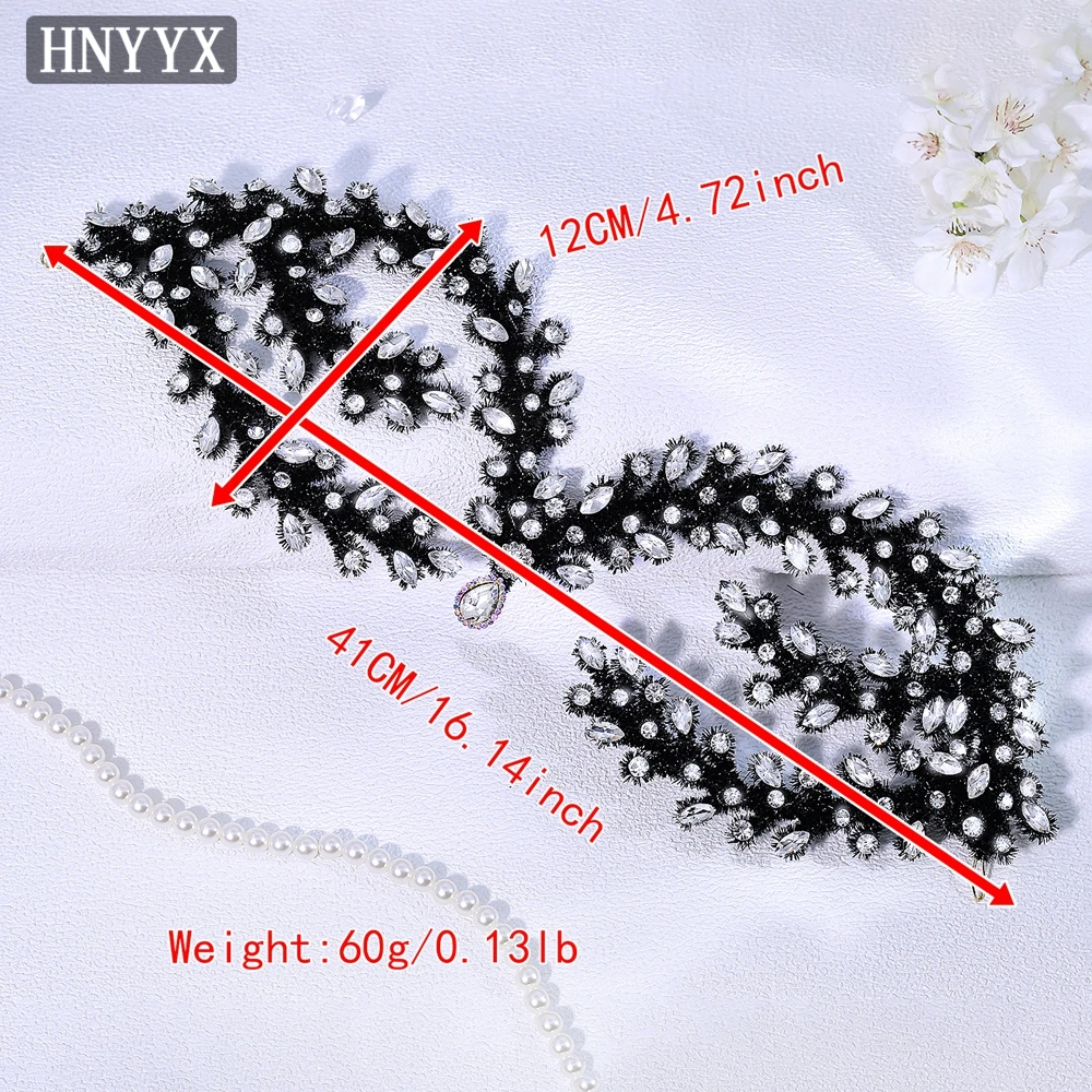 HNYYX Accessori unici per capelli da sposa da sposa Copricapo fatto a mano con strass Copricapo elegante con catena sulla fronte delle nuove donne A380