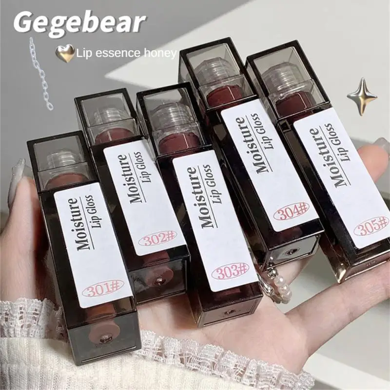 Black Tea Brown Lip Gloss Mirror Transparent Glass Lip Glaze Lava Chocolate Liquid Lipstick Non-stick Makeup Lip Tint Cosmetic