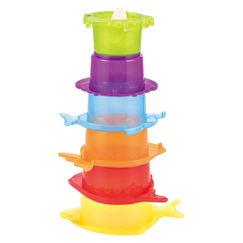 Tazze impilabili a clessidra Bagno per bambini Giocattoli da spiaggia per bambini Design educativo con presa colorata Piscina da bagno multiuso di grandi dimensioni