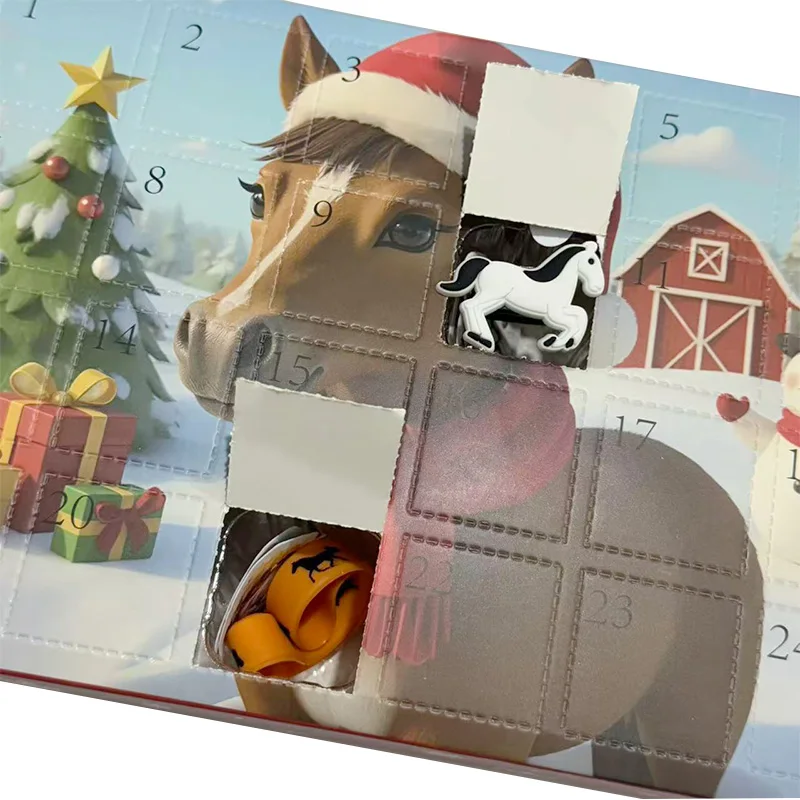 حصان عيد الميلاد - صندوق مجيء أعمى ذو عنوان: اكتشف مفاجأة صغيرة فريدة من نوعها كل يوم كما تثبيت في احتفالات عيد الميلاد